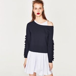 Zara Dresses - Zara Contrasting Mini Dress With Frilled Sweater Zara Dresses - Zara Contrasting Mini Dress With Frilled Sweater